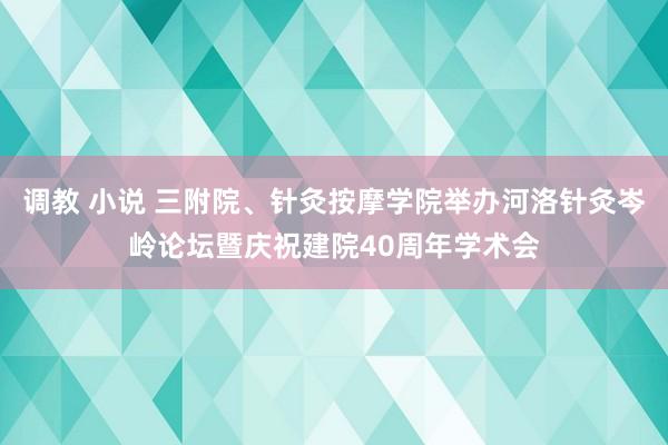 调教 小说 三附院、针灸按摩学院举办河洛针灸岑岭论坛暨庆祝建院40周年学术会
