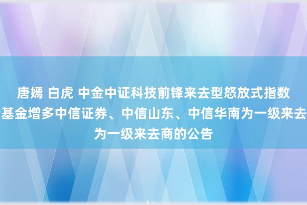 唐嫣 白虎 中金中证科技前锋来去型怒放式指数证券投资基金增多中信证券、中信山东、中信华南为一级来去商的公告