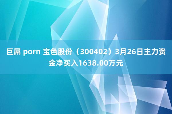 巨屌 porn 宝色股份（300402）3月26日主力资金净买入1638.00万元