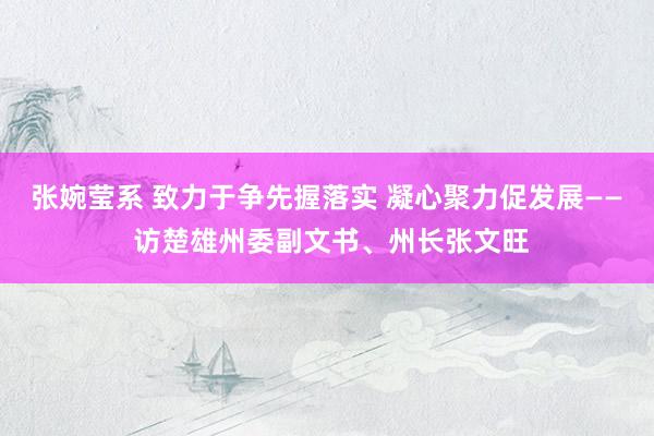 张婉莹系 致力于争先握落实 凝心聚力促发展—— 访楚雄州委副文书、州长张文旺