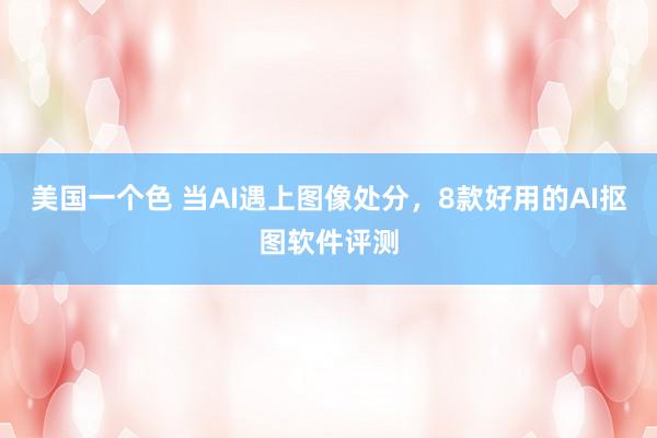 美国一个色 当AI遇上图像处分，8款好用的AI抠图软件评测