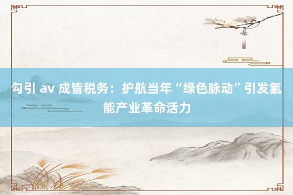 勾引 av 成皆税务：护航当年“绿色脉动”引发氢能产业革命活力