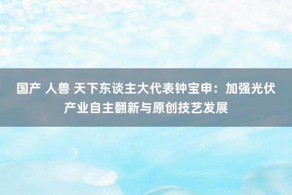 国产 人兽 天下东谈主大代表钟宝申：加强光伏产业自主翻新与原创技艺发展